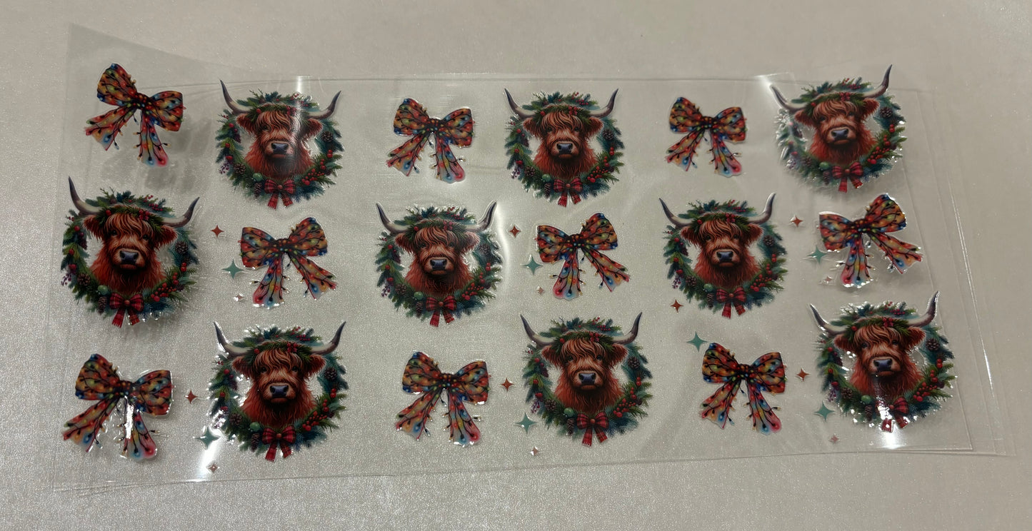 Christmas wreath Highland cow